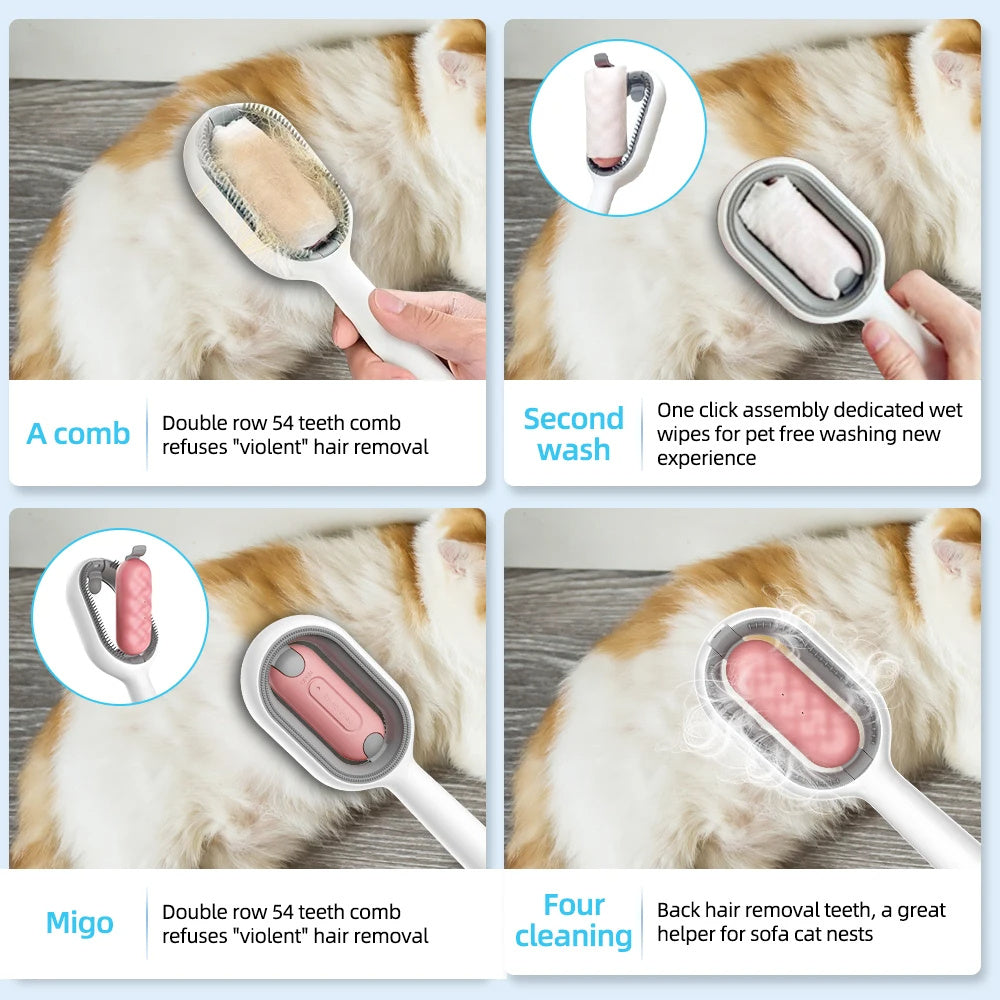 4 In 1 Cat Grooming Brush With Water Tank