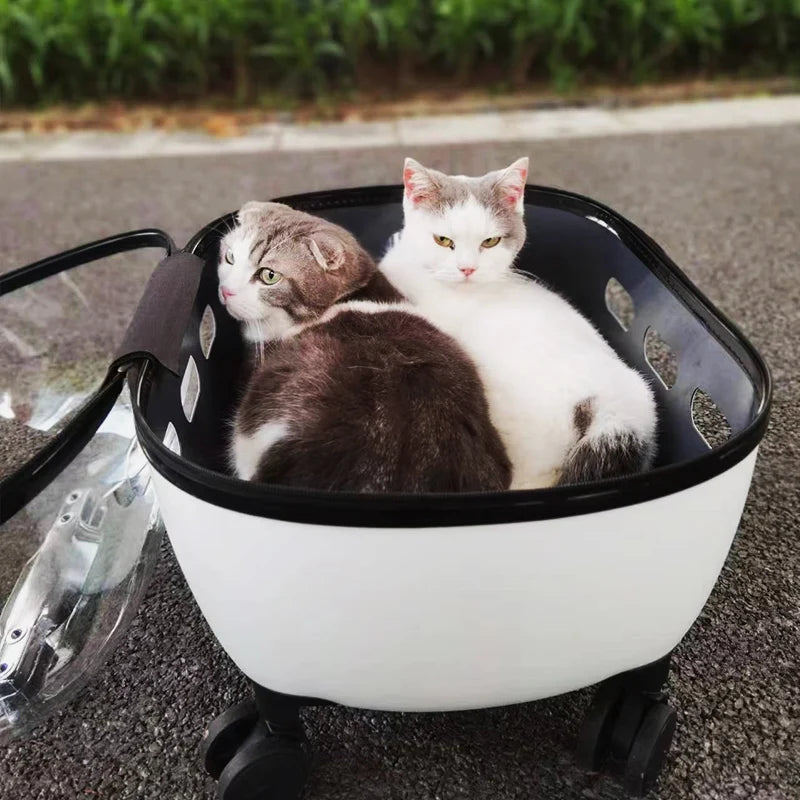 Transparent Capsule Pet Travel Carrier Trolley Stroller with Wheels