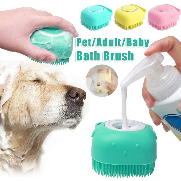 Silicone Dog Bath Massage Gloves Shampoo Dispensing Pet Grooming
