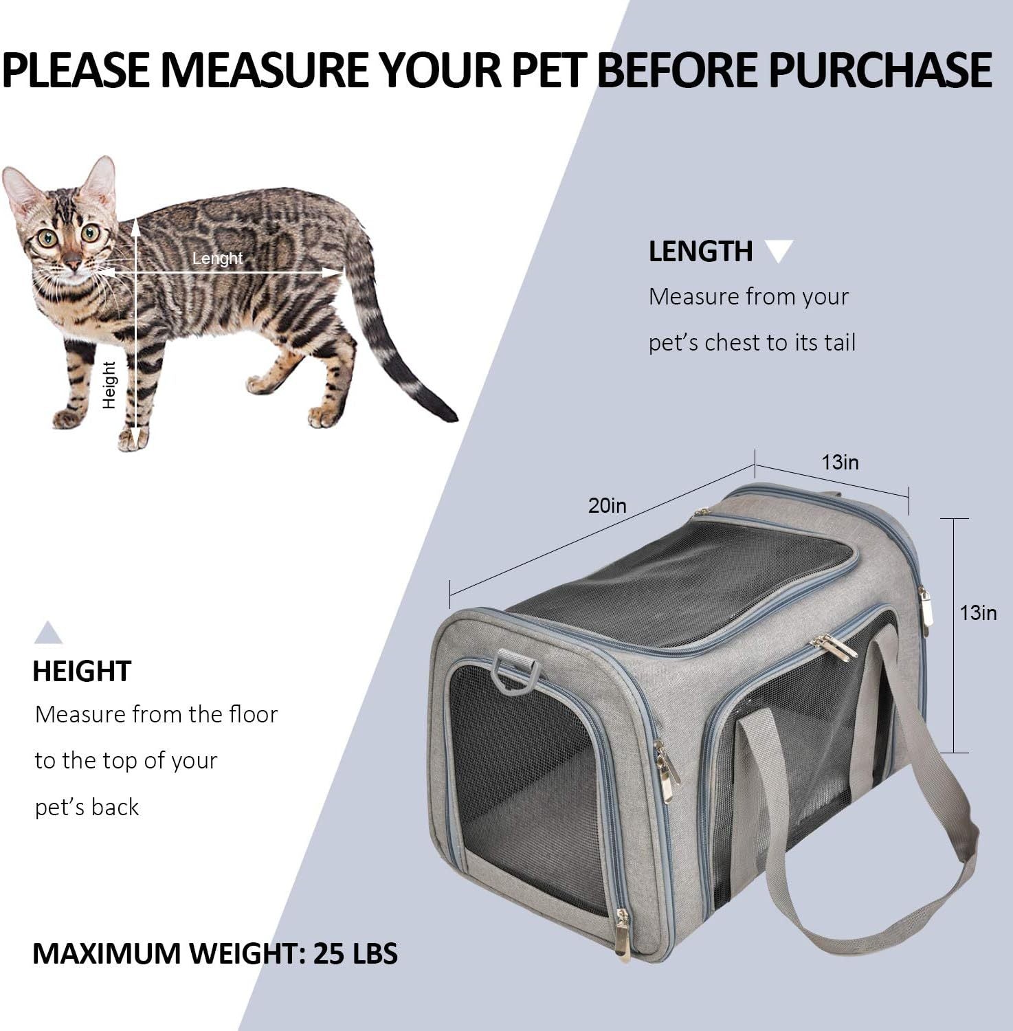 Soft Sided Collapsible Dog Cat Carrier for Pets Up