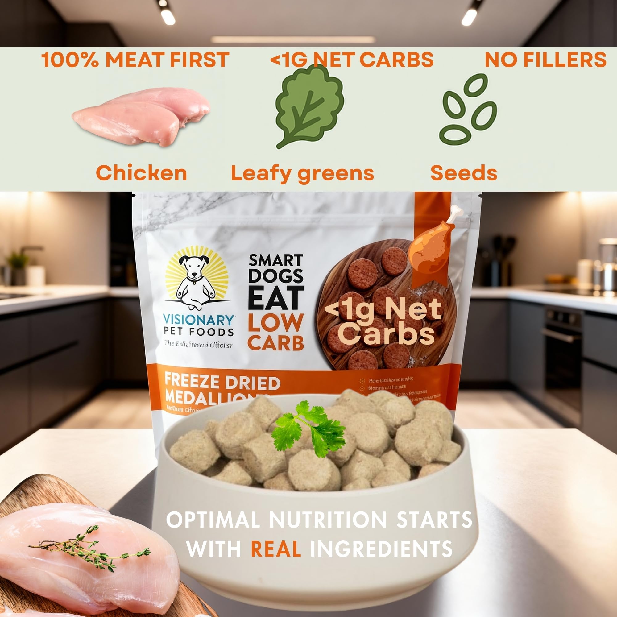 Freeze Dried Chicken Dog Food High Protein Grain Free Keto