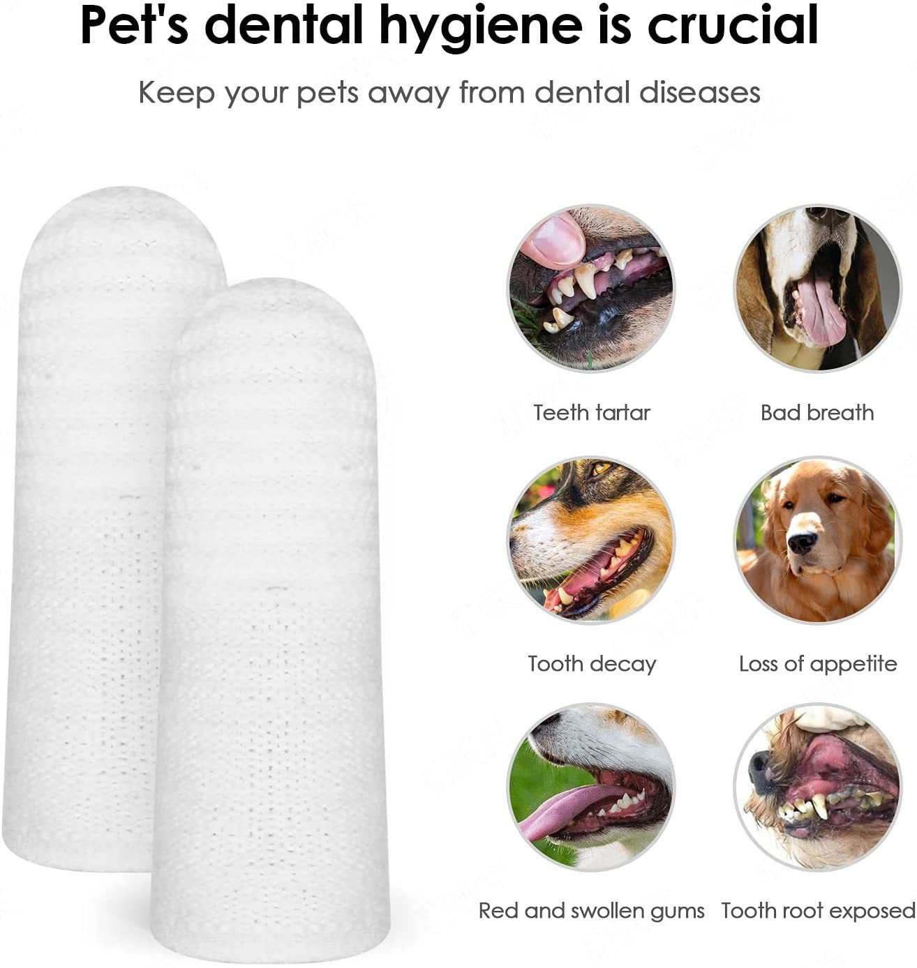 Pet Finger Toothbrush for Dogs Cats Oral Care Grooming
