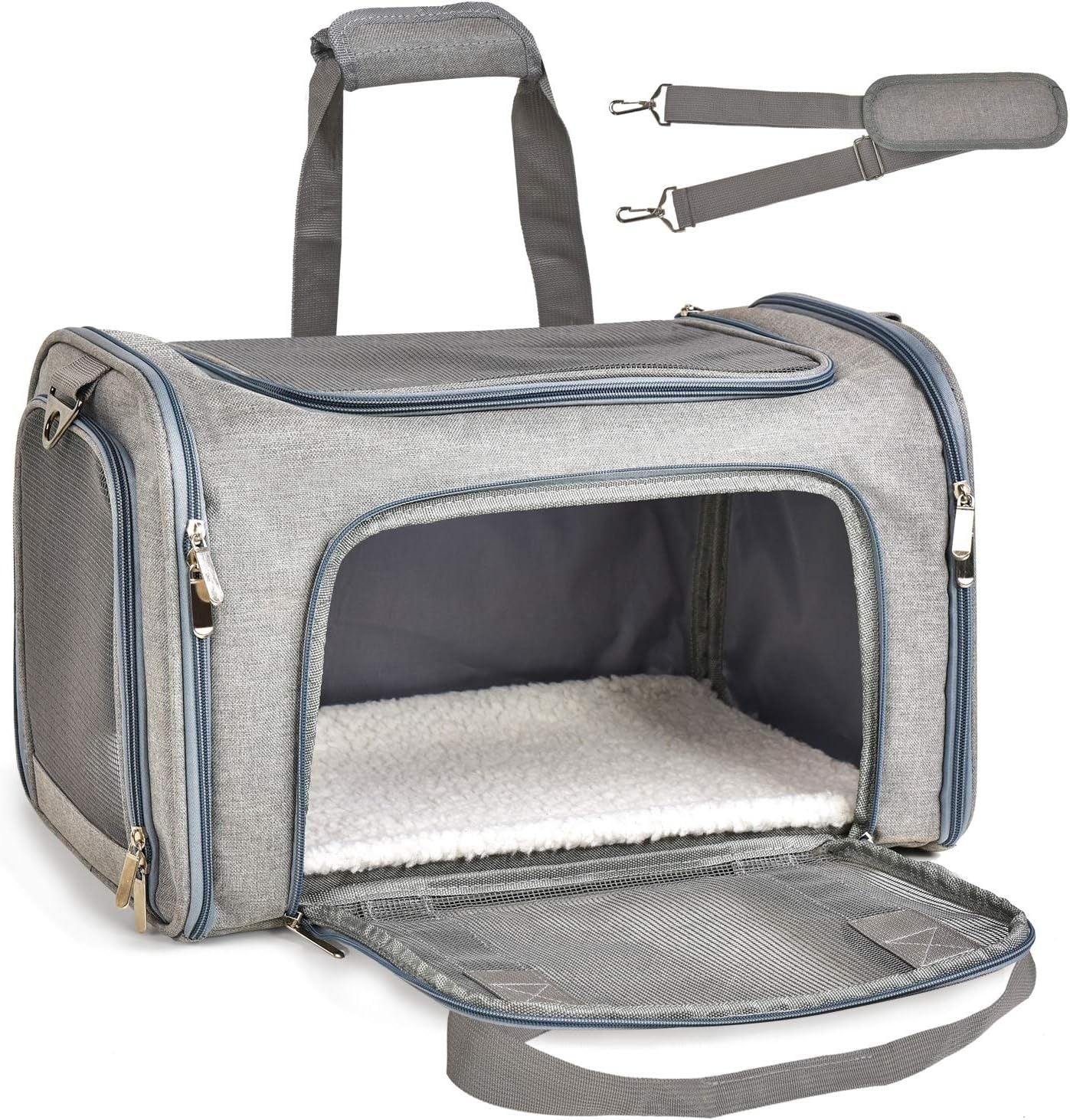 Soft Sided Collapsible Dog Cat Carrier for Pets Up