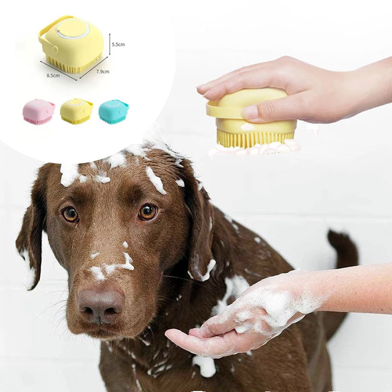 Silicone Dog Bath Massage Gloves Shampoo Dispensing Pet Grooming
