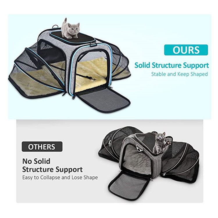 Airline Approved Expandable Pet Carrier Foldable Travel Bag Reflective