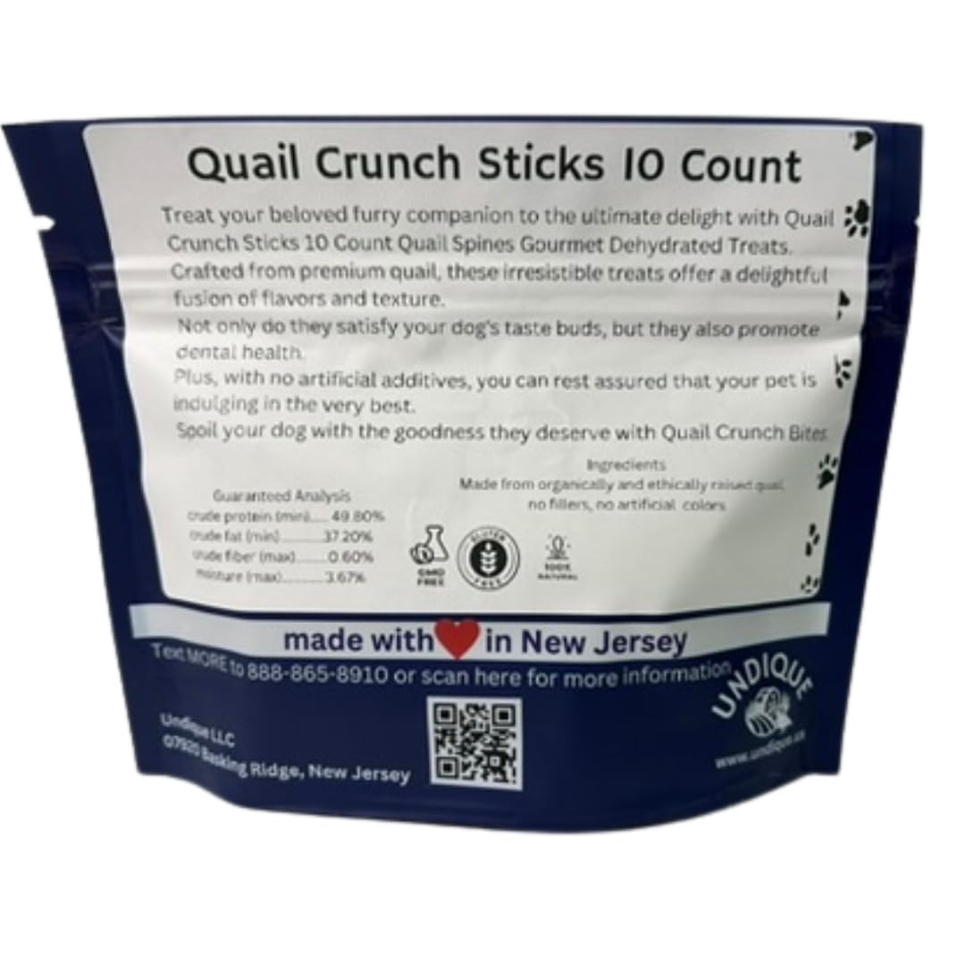 Quail Crunch Sticks Dog Treats Dehydrated Quail Spines Dental