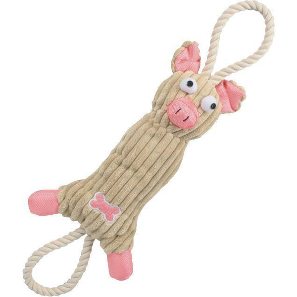 'Plush Cow' Natural Jute Rope and Squeak Tugging Plush Dog Toy