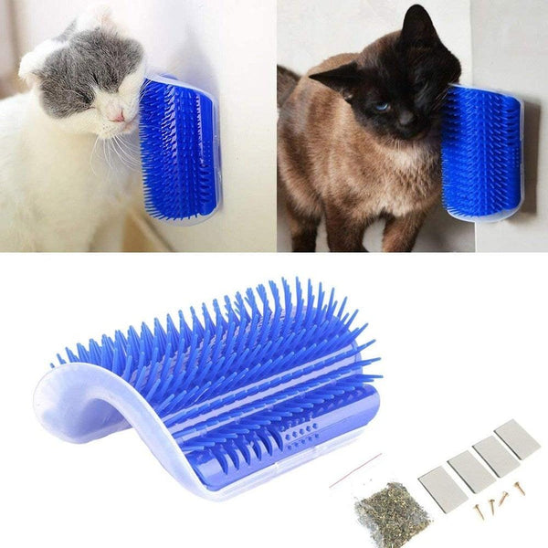 Self Groomer Cat Brush Wall Mounted Massager Interactive Cat Toy
