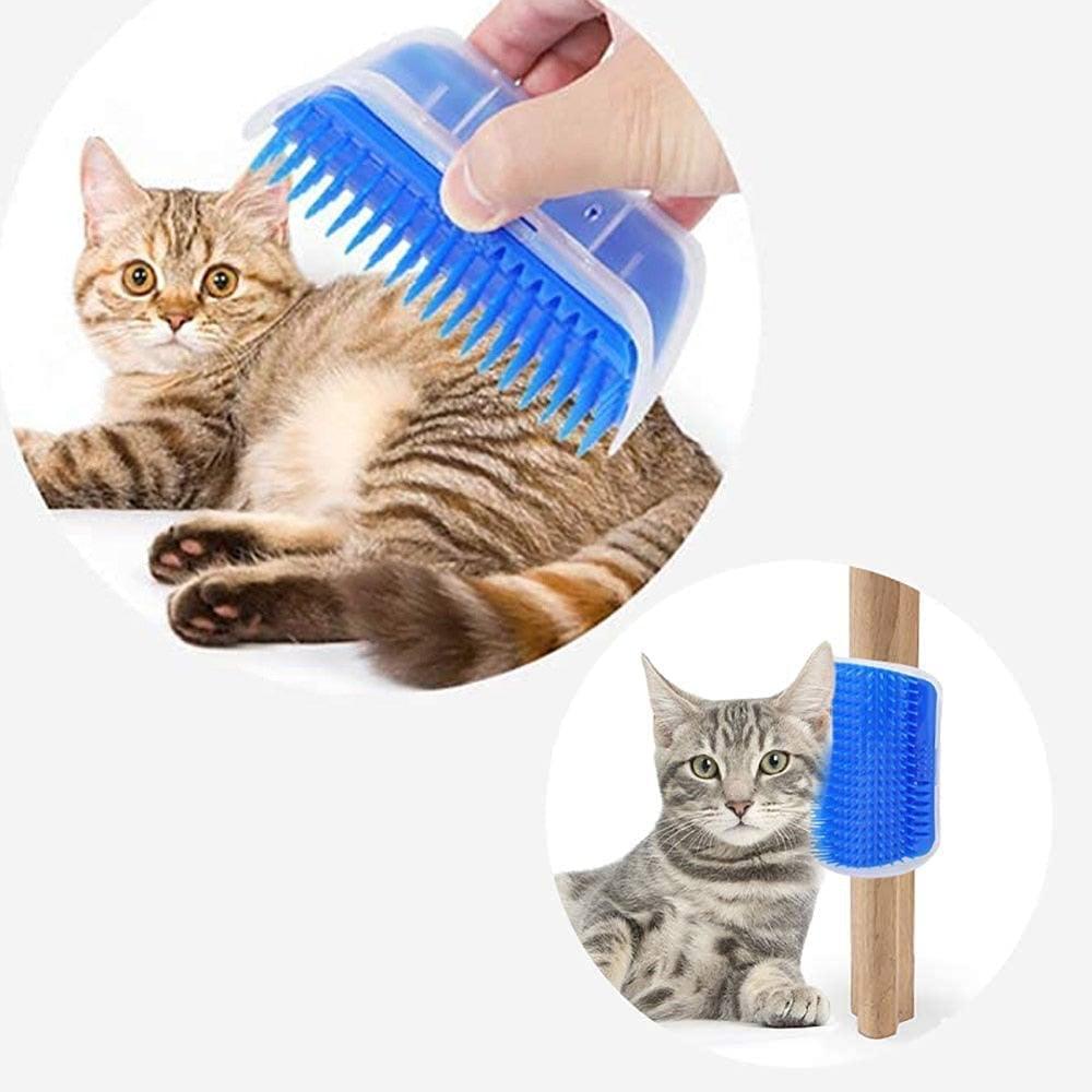 Self Groomer Cat Brush Wall Mounted Massager Interactive Cat Toy